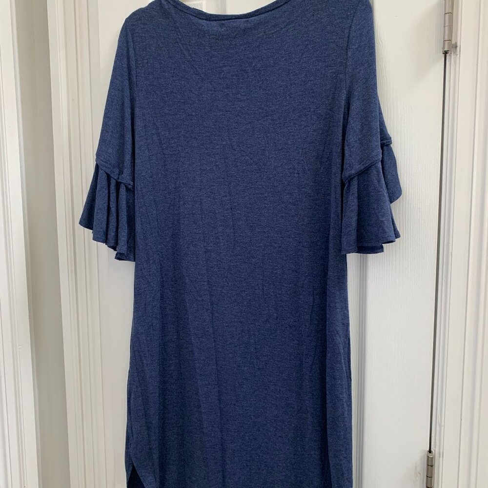 Max Studio Blue T-Shirt Swing Dress - Small